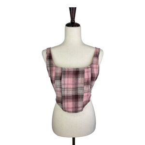 Missguided Check Plaid Corset Top Size 8
